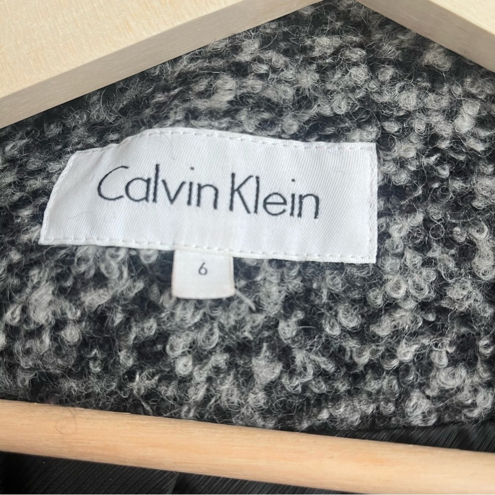 Calvin Klein Wool Blend Boucle Hooded Coat, Gray, 6 - Picture 5 of 7